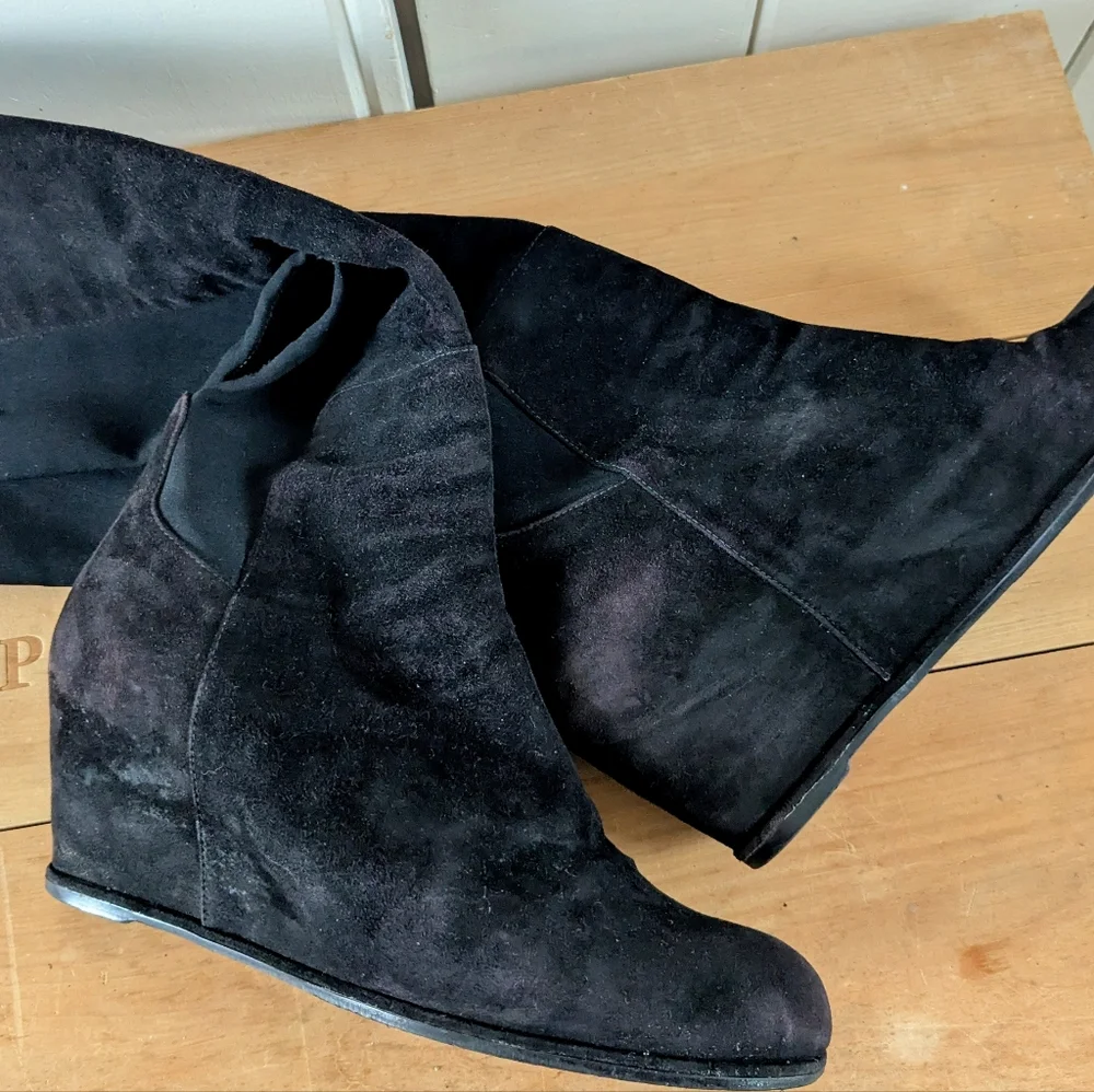 Stuart Weitzman Demiswoon Over The the-Knee Wedge Boots sz 9 - Picture 10 of 14